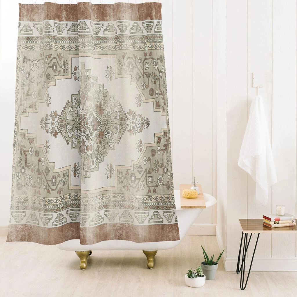 DENY Designs Little Arrow Design Co Turkish Floral Sage Brown Shower Curtain 1