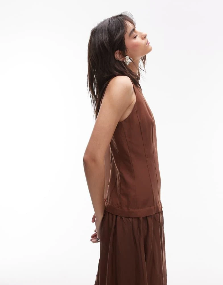 Shop Mango linen dropped waist maxi dress with sheer hem in chocolate on  Sale at BeyondStyle – Get 46% Off Mango linen dropped waist maxi dress with sheer  hem in chocolate with
