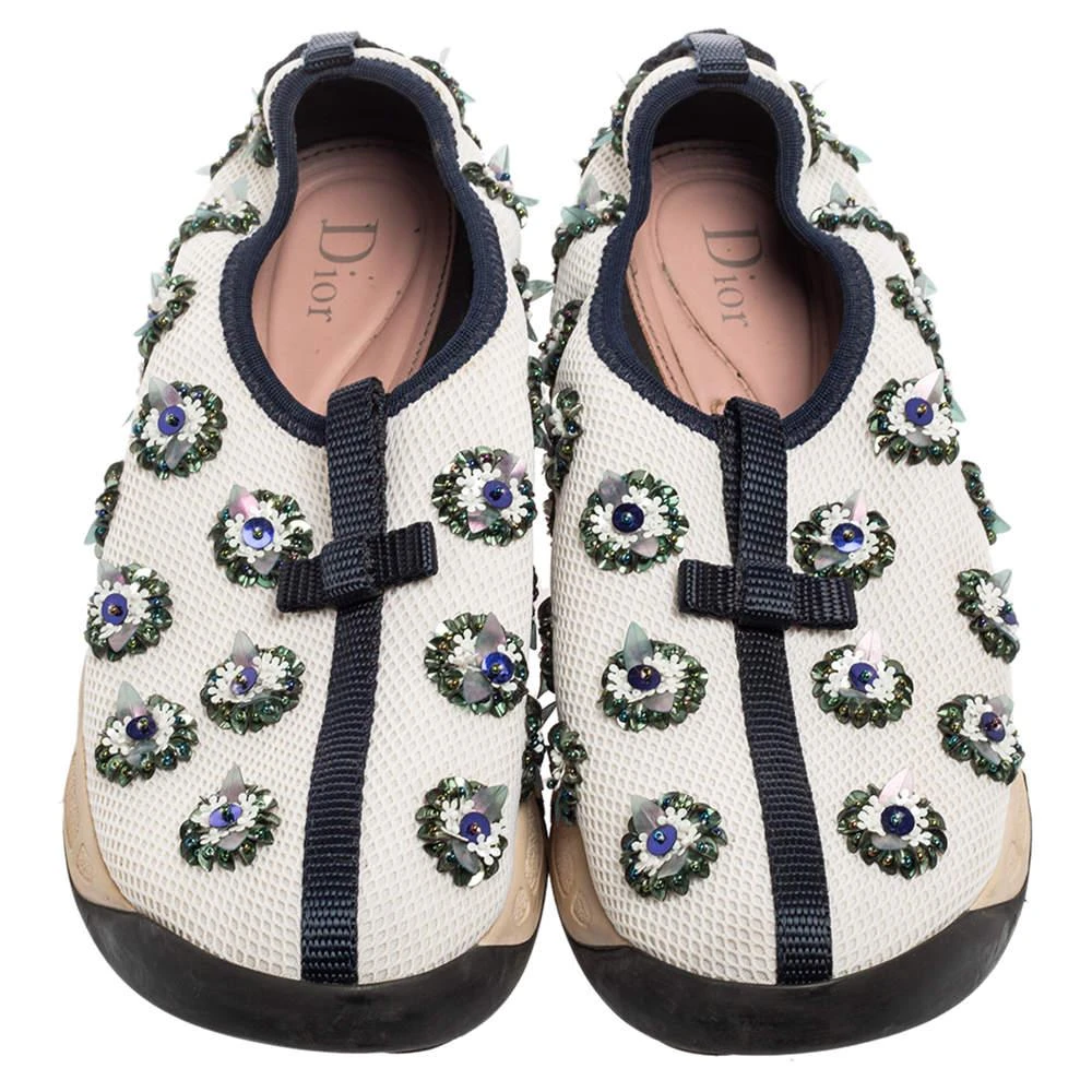 Dior Dior White/Black Sequins Embellished Mesh Fusion Slip-on Sneakers Size 36.5 3