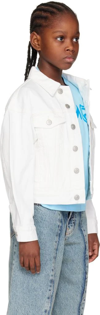 MM6 Kids White Embroidered-Logo Denim Jacket 2