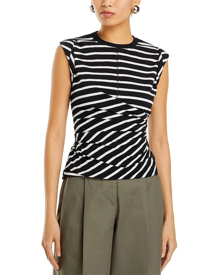 3.1 Phillip Lim Cotton Striped Rolled Sleeve Top 1