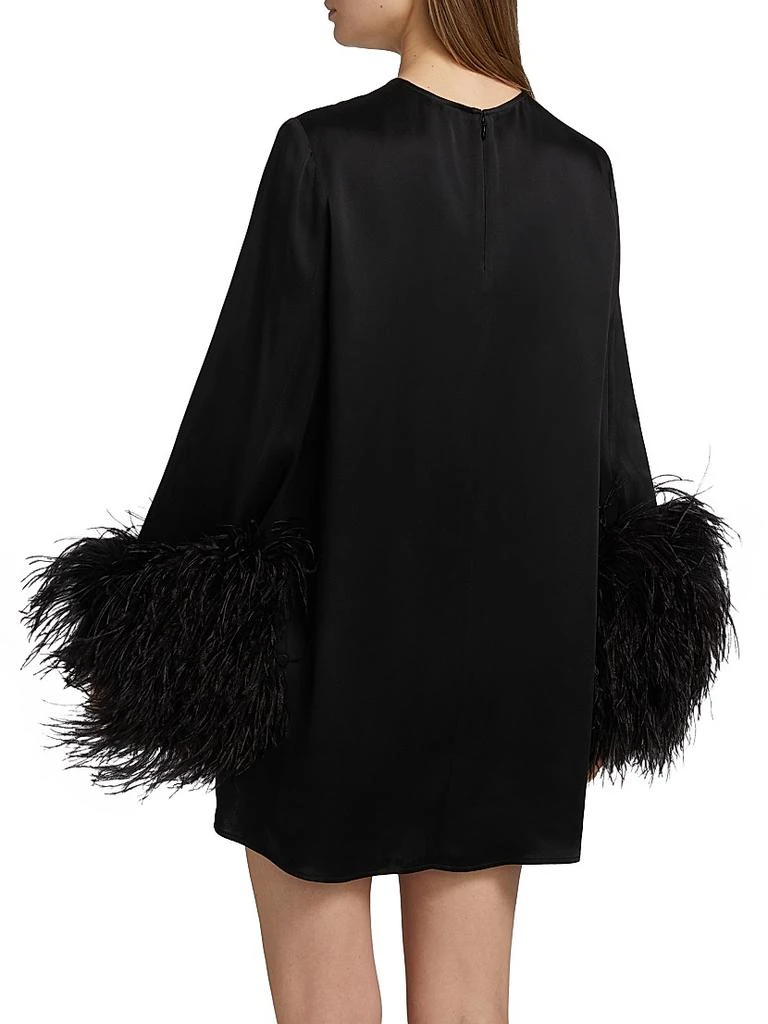 LAPOINTE Double-Face Satin Feather-Cuff Minidress 5