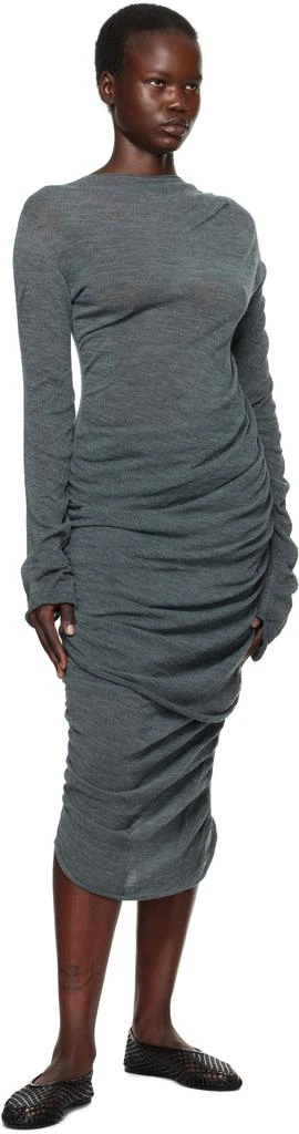 slim fit dress slacks Gray Wool Fit and Flare Midi Dress – Long Sleeve V Neck Dress 5457 –  Xiaolizi main image 1