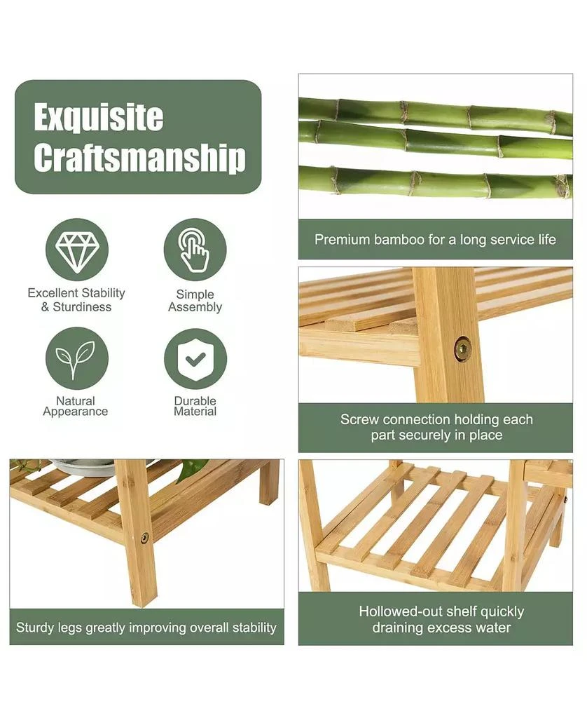 SUGIFT 9-Tier Bamboo Plant Stand for Living Room Balcony Garden 4