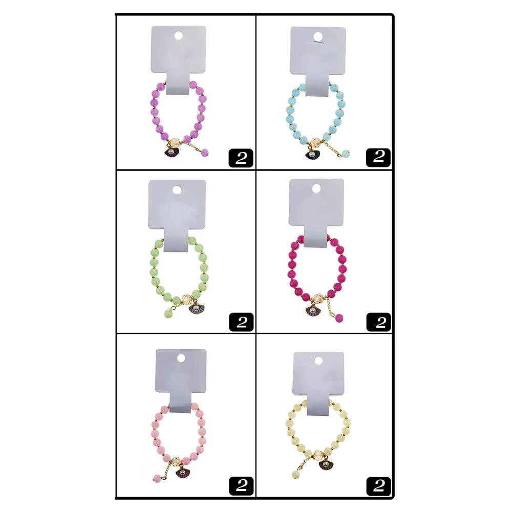 FASHNZFAB 12PCS - Pearl Accent Shell Charm Beaded Stretch Bracelets 2