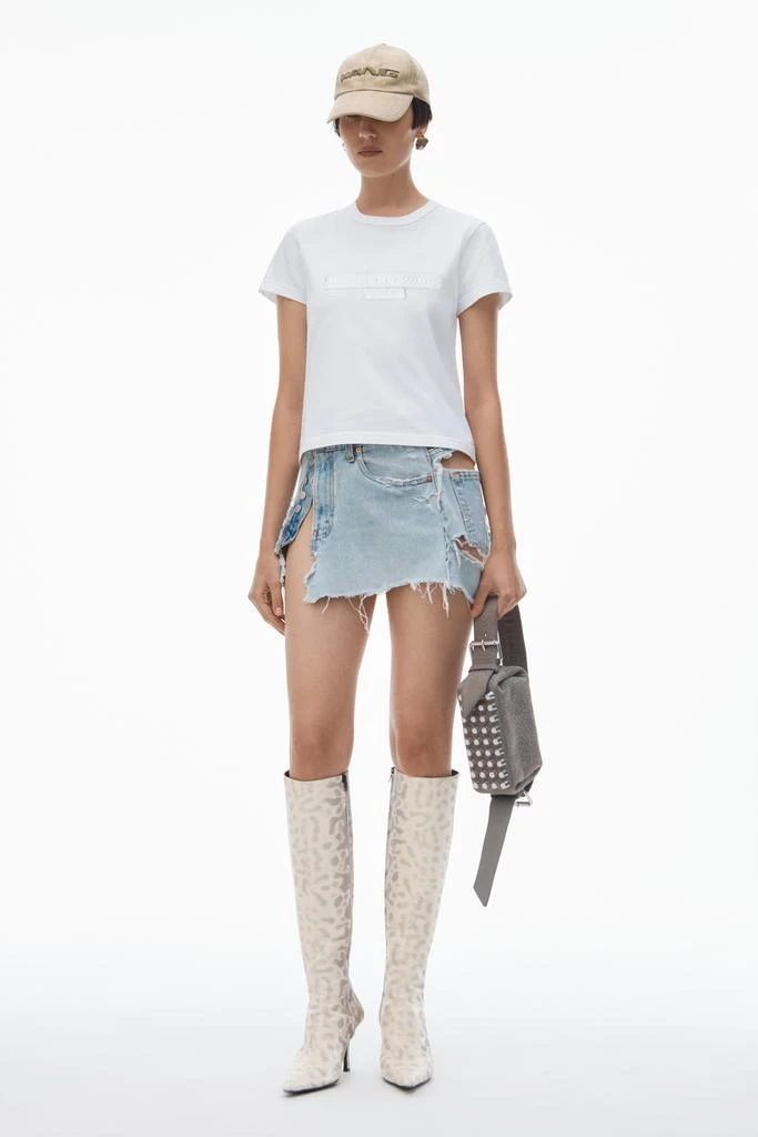 Alexander Wang Distressed Logo Shrunken Tee in Cotton Jersey 6