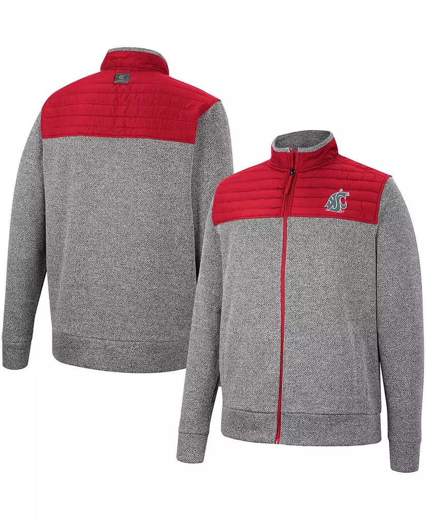 Colosseum Men's Charcoal, Crimson Washington State Cougars Putter Herringbone Full-Zip Jacket