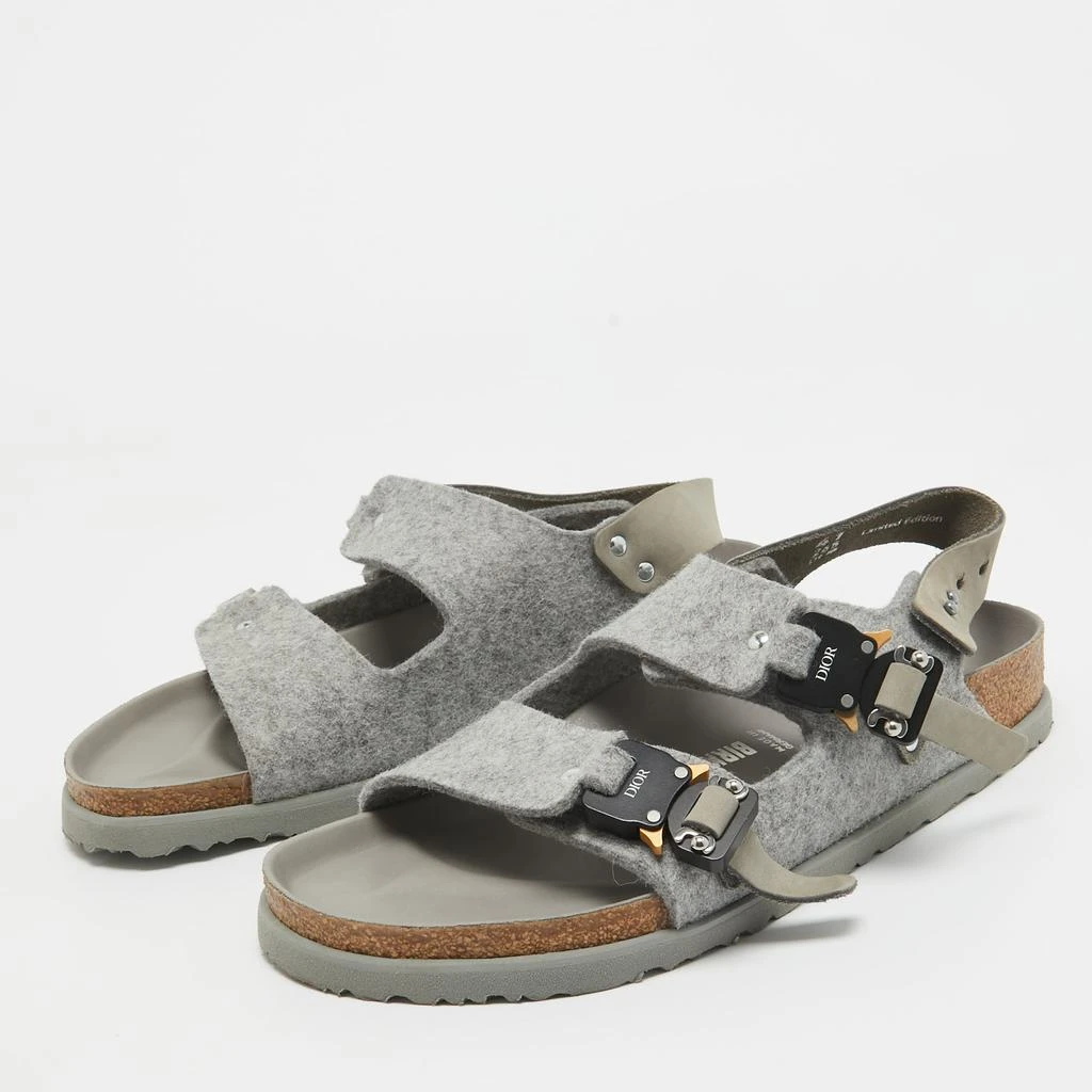 Dior Dior X Birkenstock Grey Wool Slingback Sandals Size 41  2