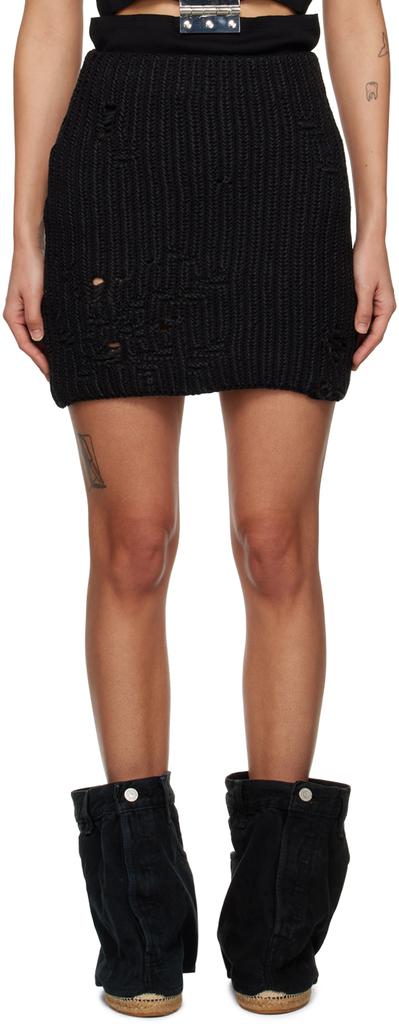 Shop Blue Curved Patch Pocket Denim Miniskirt on Sale at