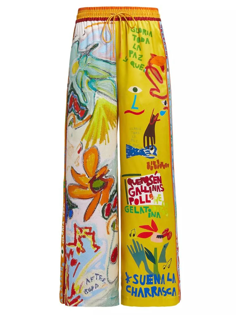 ALÉMAIS La Charrasca Printed Silk Wide-Leg Pants 1