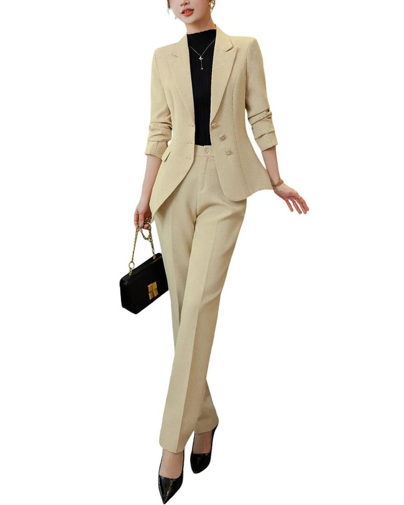 sachin and babi light blue dress Women's Tailored Two Piece Suit Set with Long Blazer and Straight Leg –  Rolenna