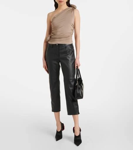 Magda Butrym Floral-appliqué one-shoulder ruched top 2