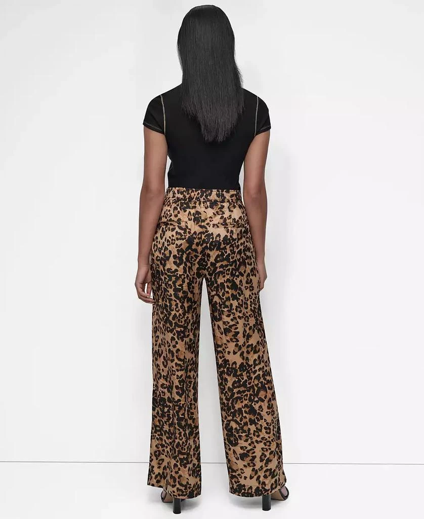 DKNY Women's Animal-Print Pleated Wide-Leg Pants 5