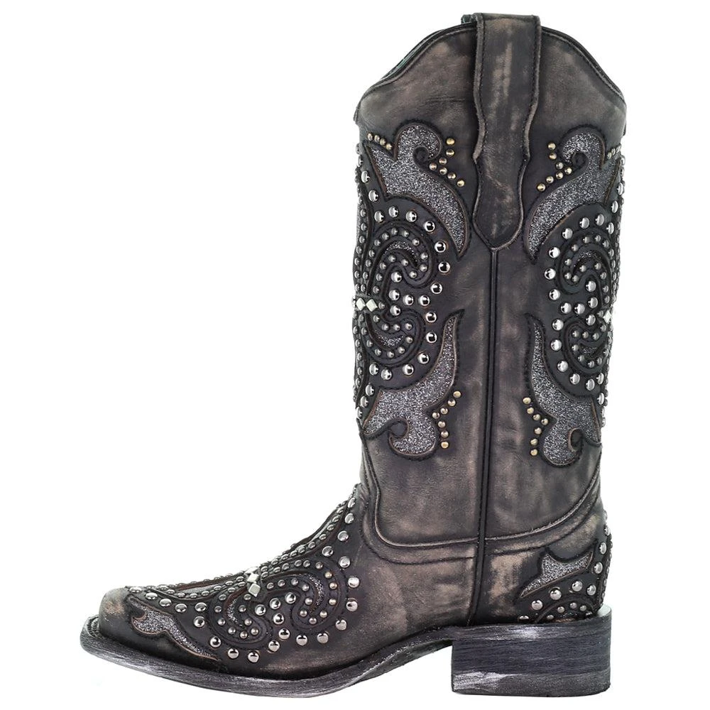 Corral Boots Studded Tooled Inlay Snip Toe Cowboy Boots 4