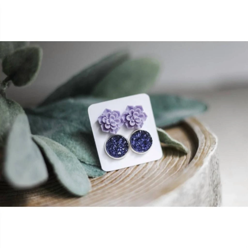 Urban Gemms Urban Gemms - Women
s Succulent 
Druzy Earring Set 2