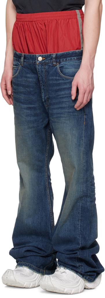 Balenciaga Blue & Red Layered Jeans - Pants - BeyondStyle