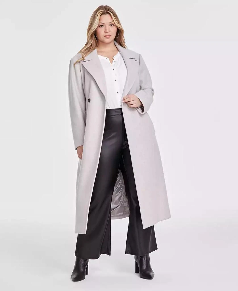 DKNY Plus Size Notched-Collar Double-Breasted Wrap Coat 1