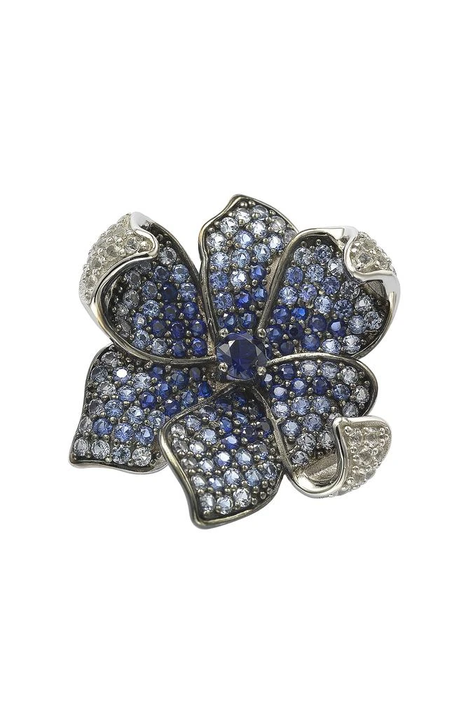 Suzy Levian Sterling Silver Sapphire Flower Petal Brooch 1