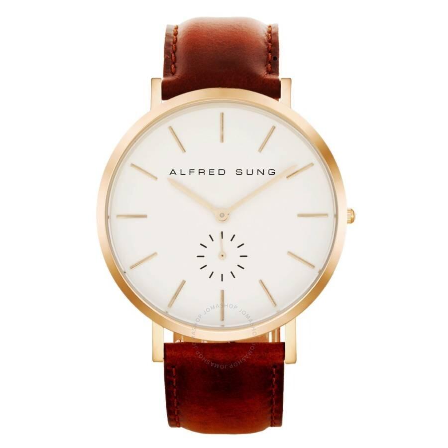 Alfred Sung Ultra Slim Quartz White Dial Watch AS7103RL-5A7