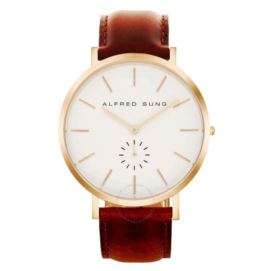 Alfred Sung Ultra Slim Quartz White Dial Watch AS7103RL-5A7 1
