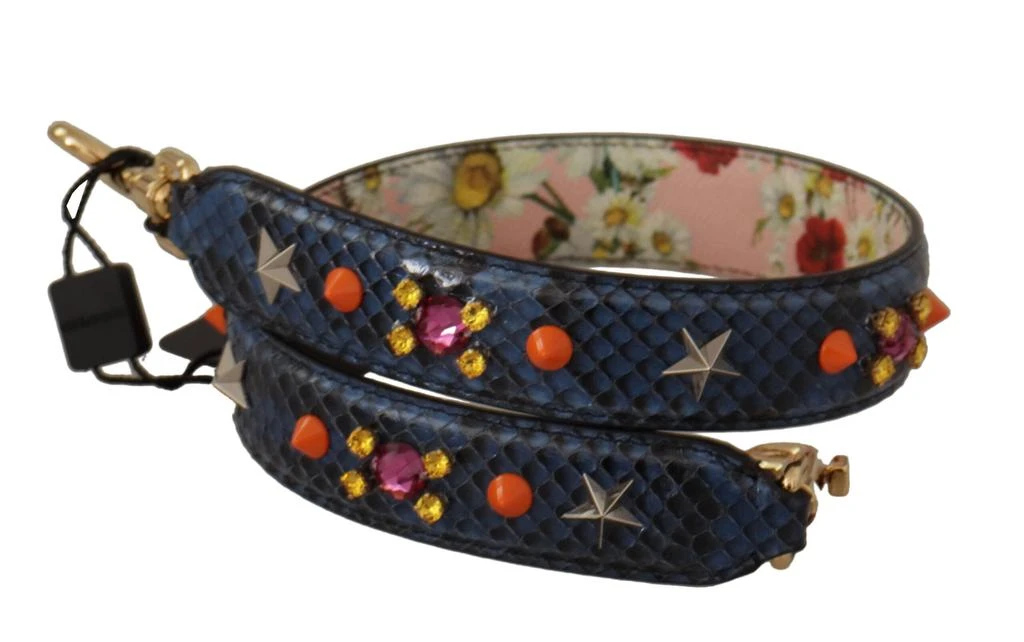 Dolce & Gabbana Dolce & Gabbana Blue Exotic Leather Crystals Reversible Shoulder Strap 2