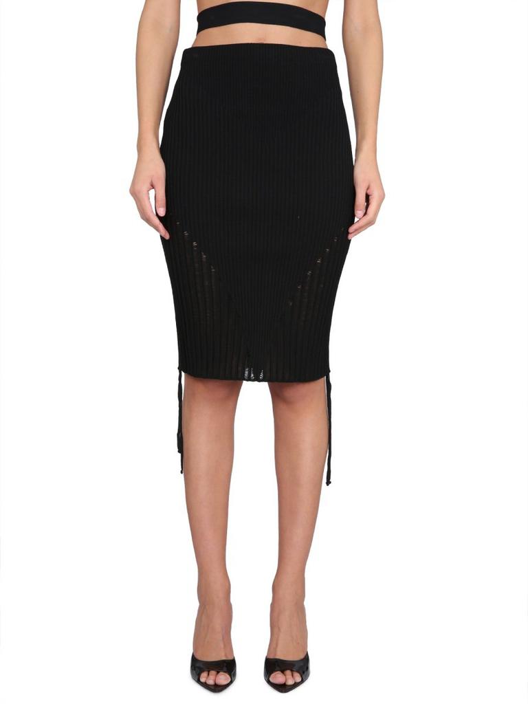 Andrea Adamo Andrea Adamo Cut Out Detailed Ribbed Knit Pencil Skirt