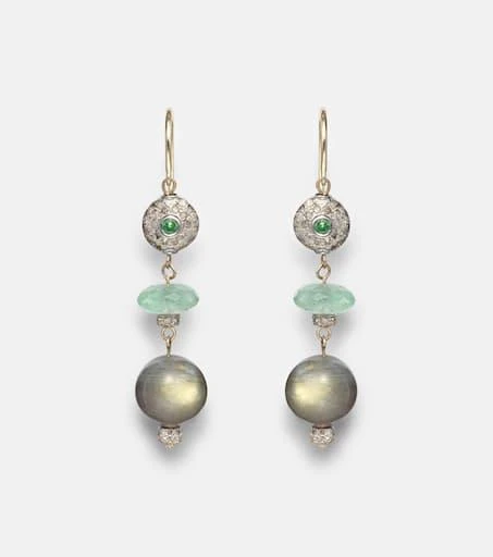 Ileana Makri 9kt gold (375/1000) and sterling silver (925) earrings with gemstones