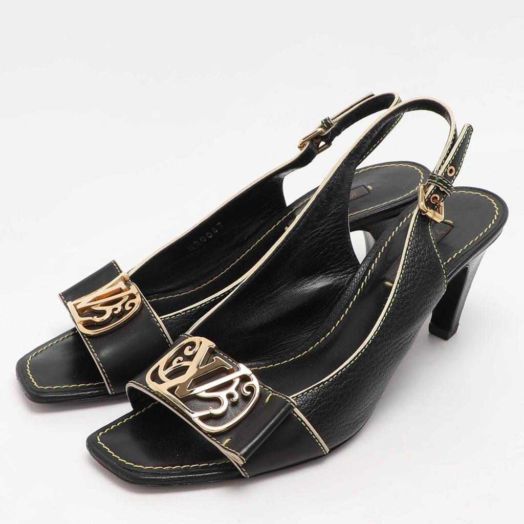 Louis Vuitton Louis Vuitton Black Leather Slide Sandals Size 38