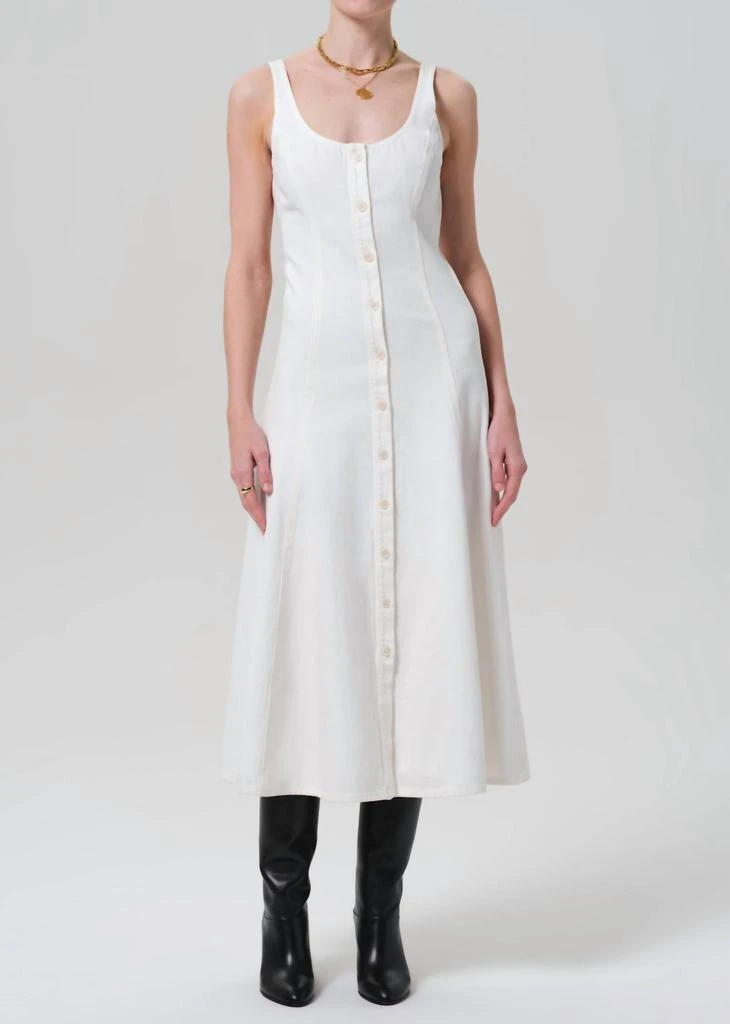 knee length dresses for ladies Clarice Linen Midi Dress in Cream