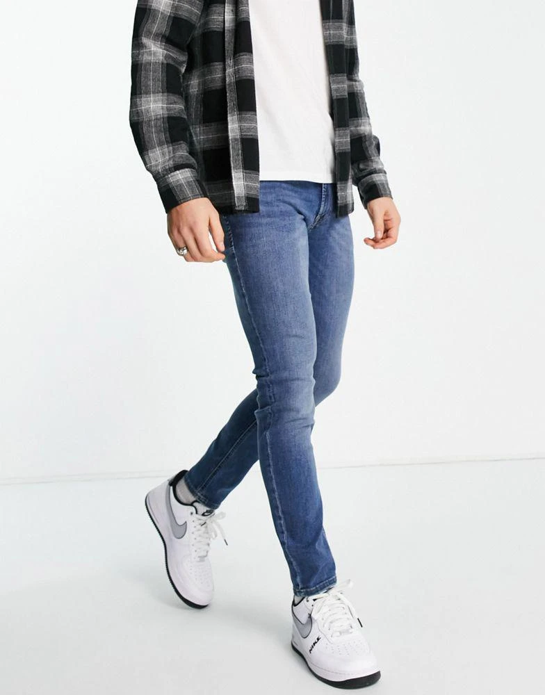 Jack & Jones Jack & Jones Intelligence Liam skinny fit stretch jeans in mid blue 4