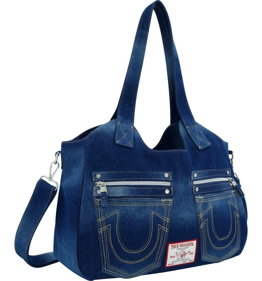 True Religion Brand Jeans Horseshoe Stitched Denim Shoulder Bag 3