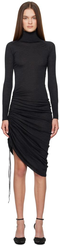 Alaïa Black Draped Midi Dress - Dresses & Skirts - Save