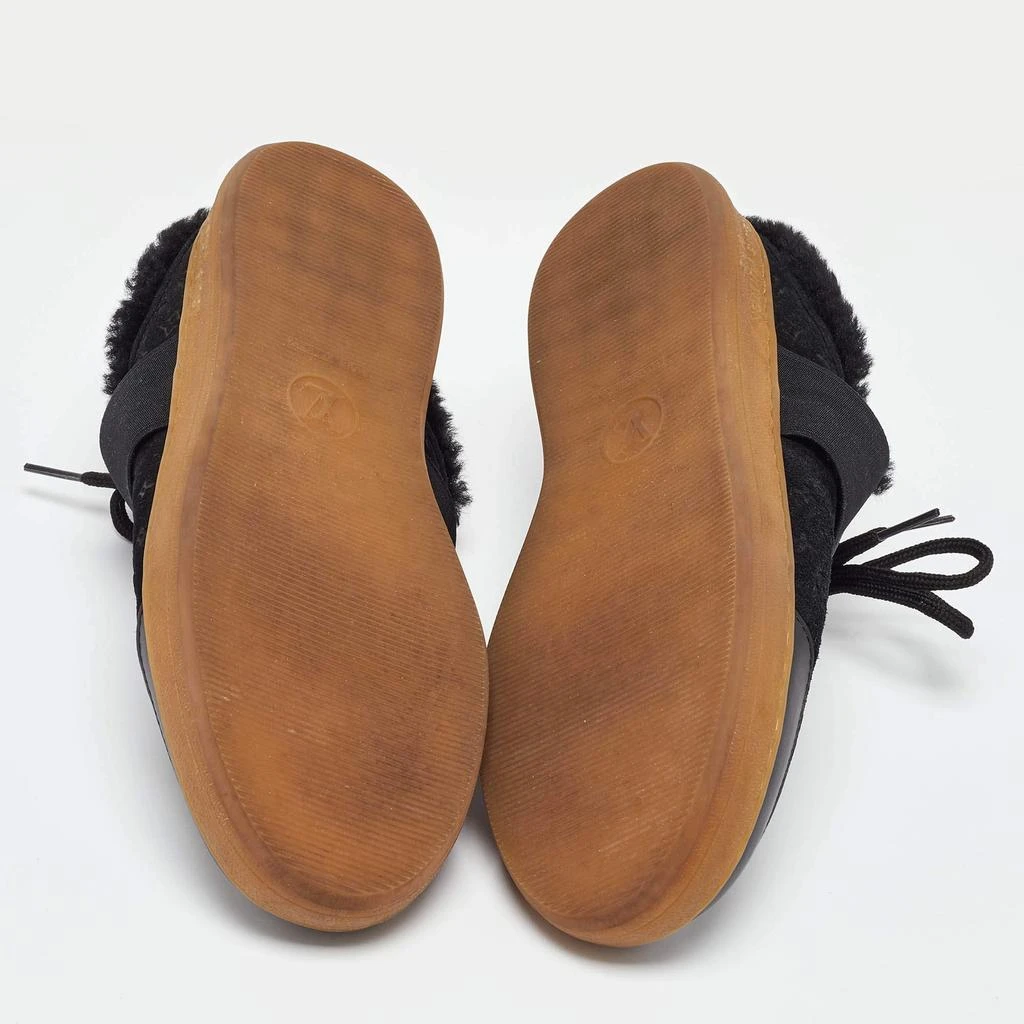 Louis Vuitton Louis Vuitton Black Monogram Suede and Fur Lous Mule Sneakers Size 39 6