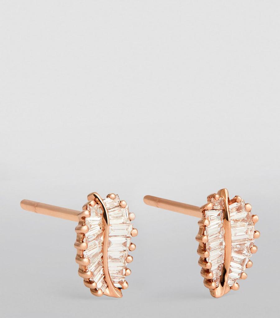 Anita Ko Rose Gold and Diamond Palm Leaf Stud Earrings