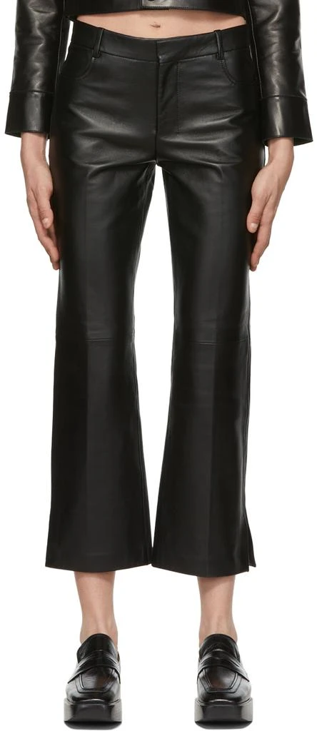 AMI Black Cropped Leather Pants 1