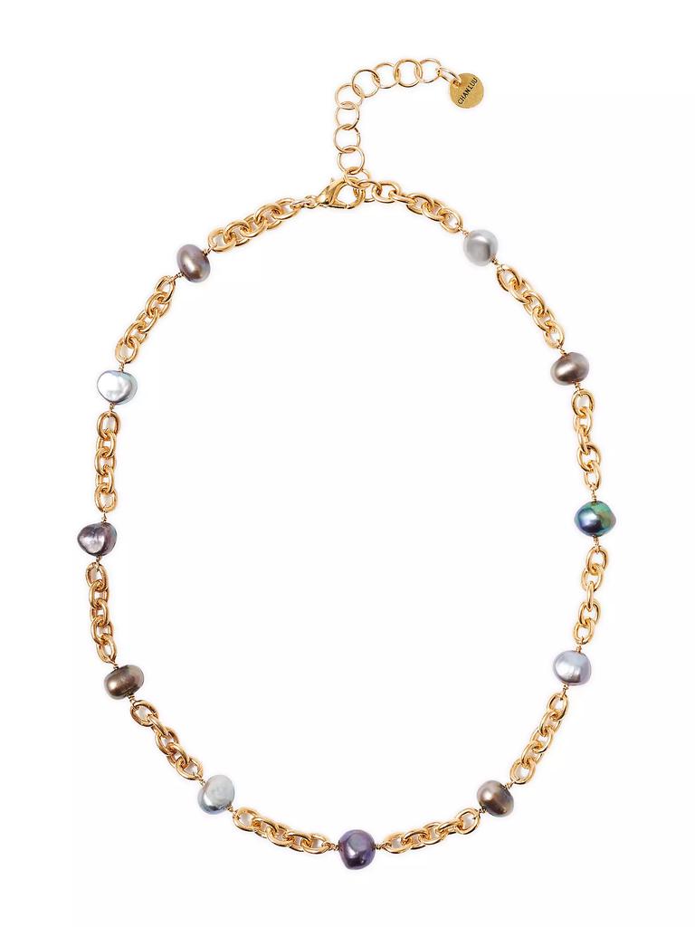 Chan Luu 18K-Gold-Plated & Freshwater Pearl Station Necklace