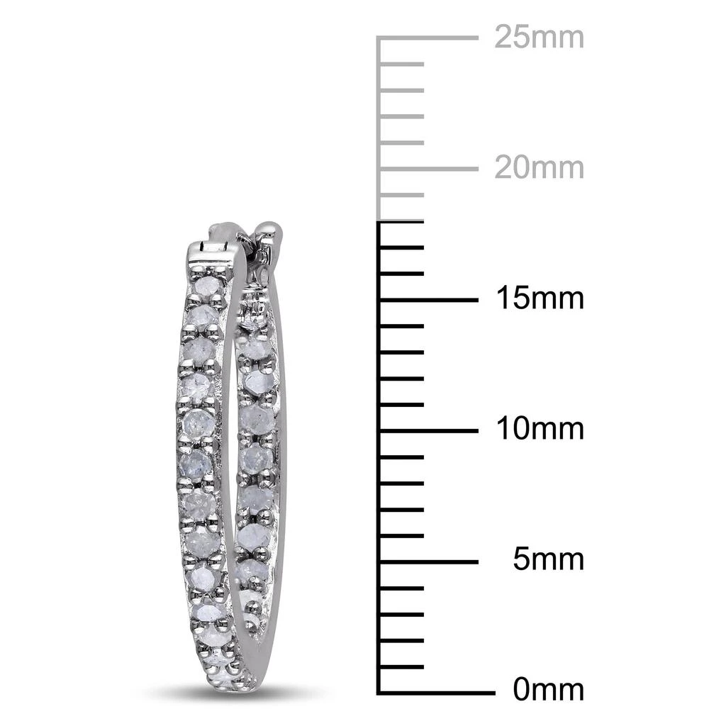 Mimi & Max 1/2ct TDW Diamond Inside Outside Hoop Earrings in Sterling Silver 3
