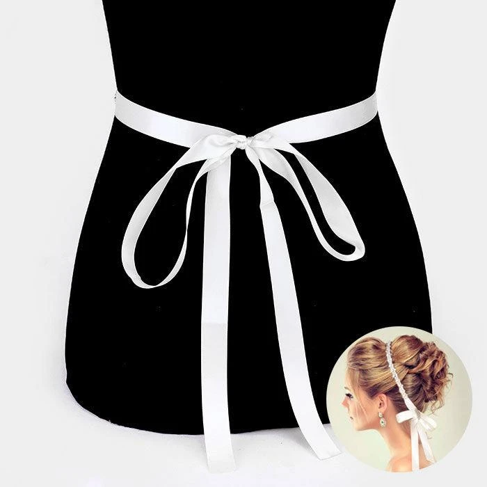 FASHNZFAB Floral Crystal Sash Ribbon Bridal Wedding Belt / Headband 2