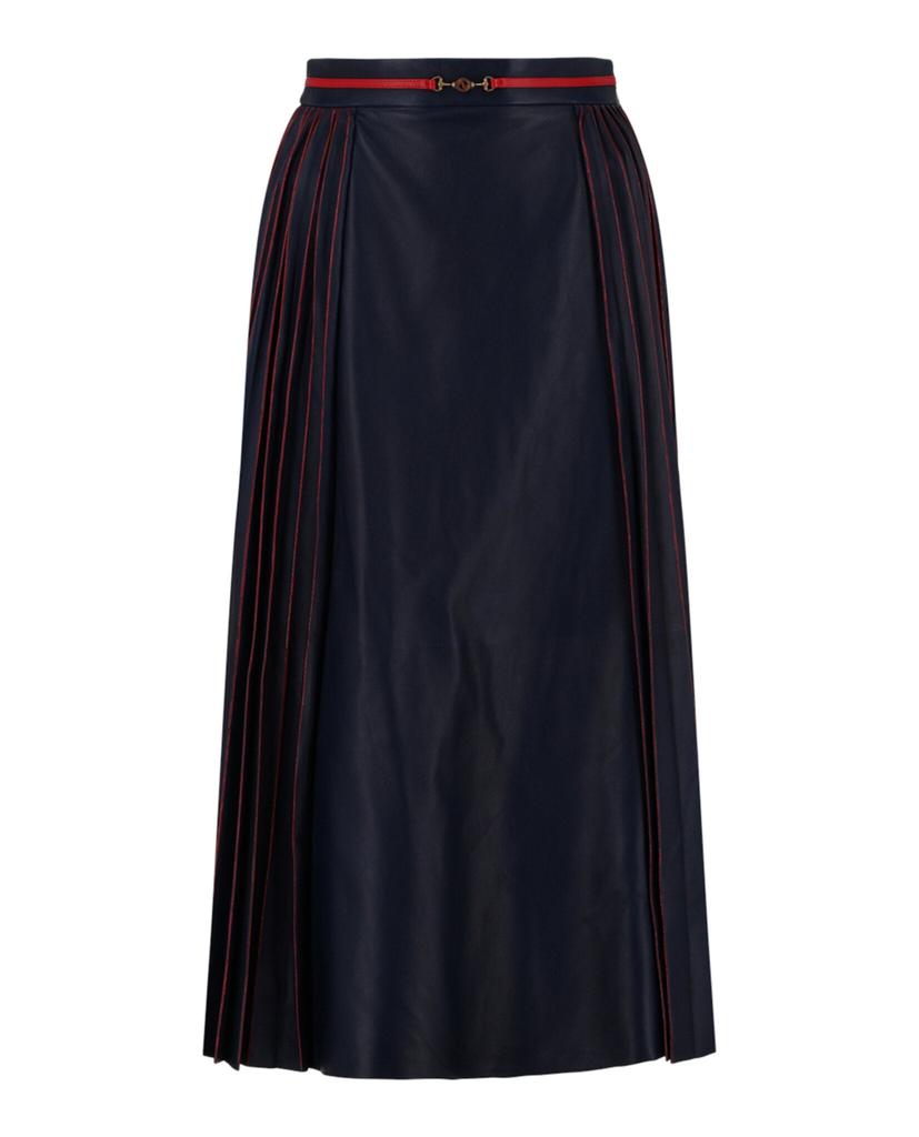 Gucci Pleated Leather Midi Skirt