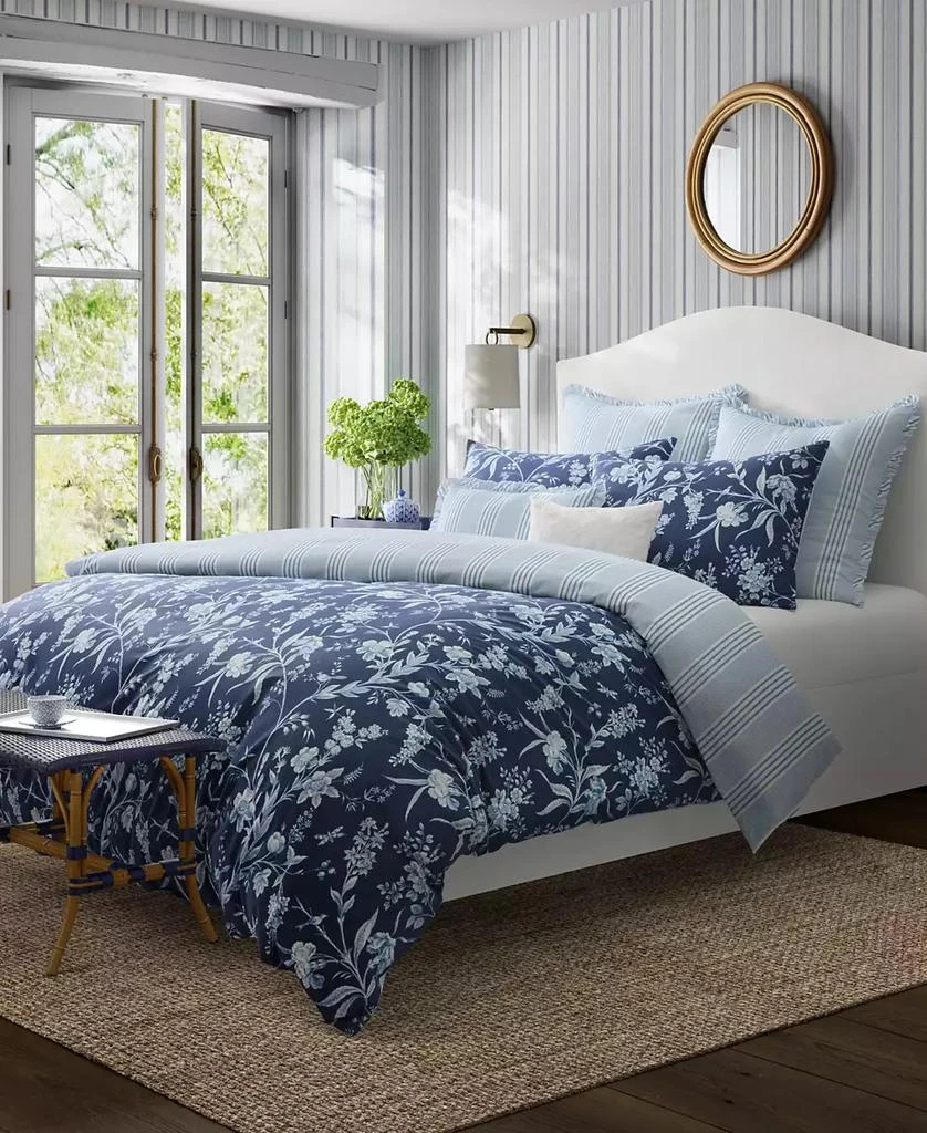 Laura Ashley Branch Toile Cotton Reversible 7 Piece Comforter Set, King 2