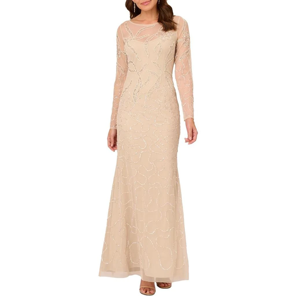 Papell Studio by Adrianna Papell Womens Beaded Shear Evening Dress 4