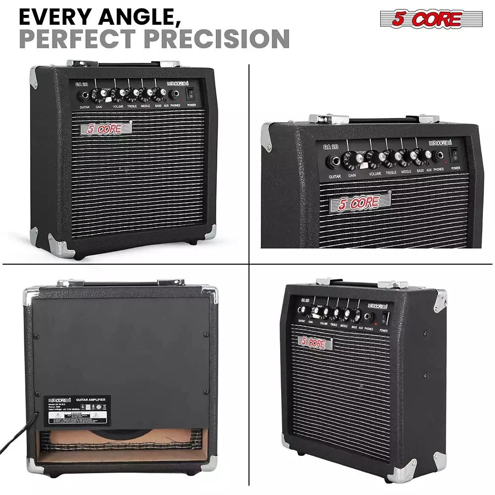 5 Core Guitar Amp 20W Electric Portable Mini Amplifier w Built in 6.5" Speaker Aux Headphone Jack 9