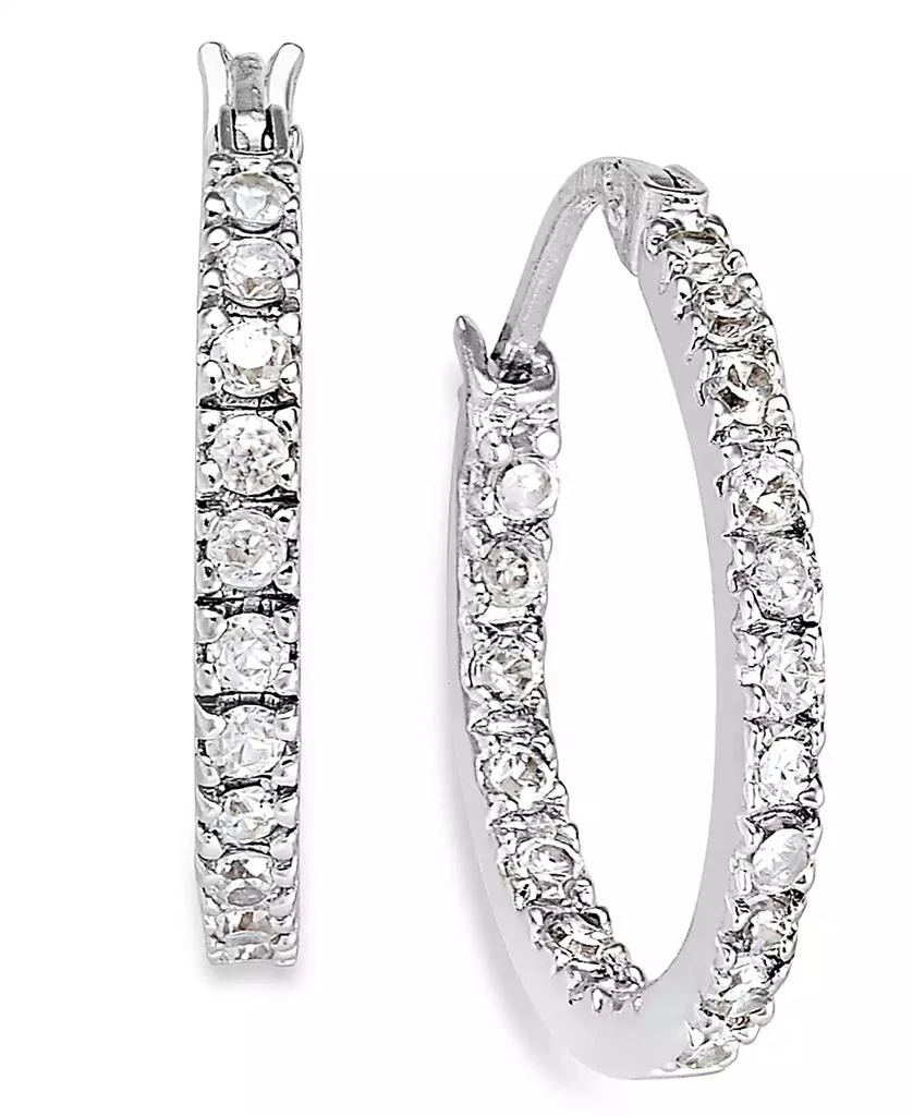 Giani Bernini Small Sterling Silver Earrings, Cubic Zirconia Hoop Earrings, 0.6", (3/4 ct. t.w.) 1