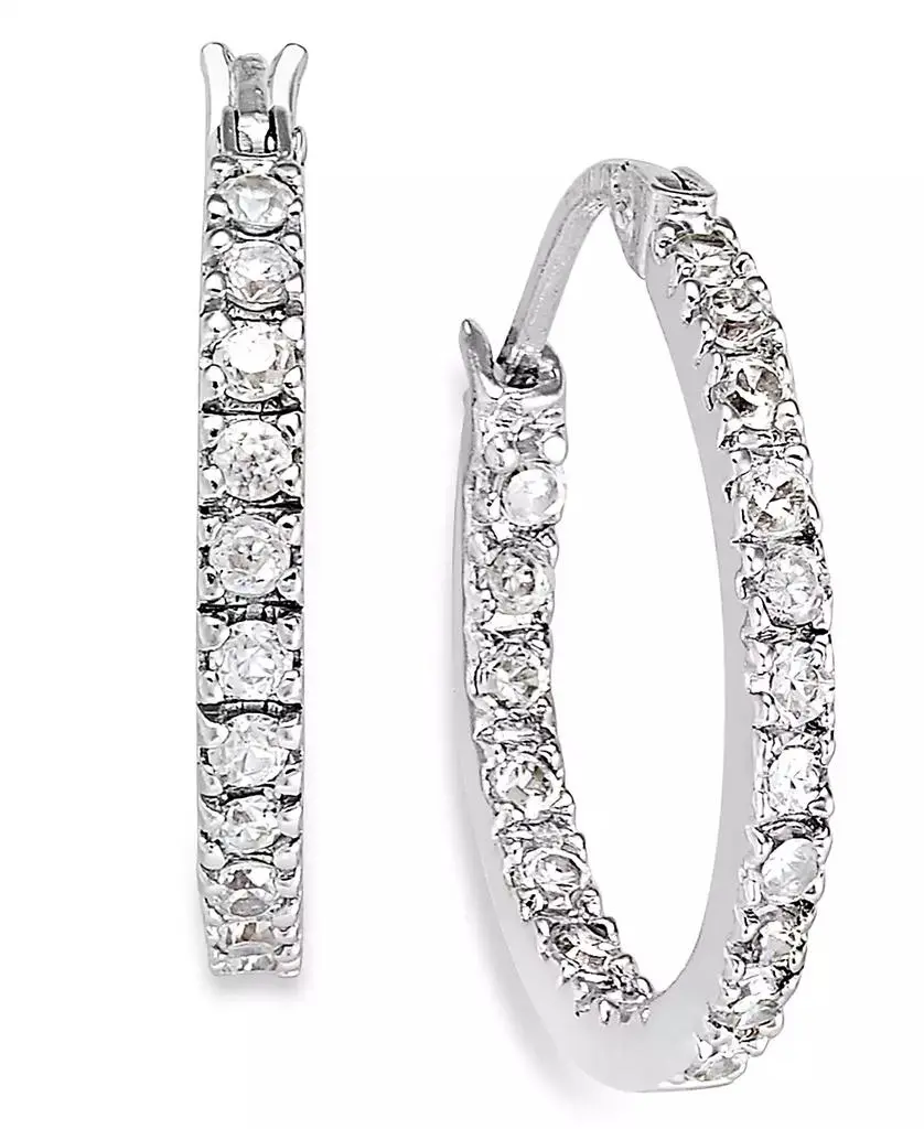 Giani Bernini Small Sterling Silver Earrings, Cubic Zirconia Hoop Earrings, 0.6", (3/4 ct. t.w.)