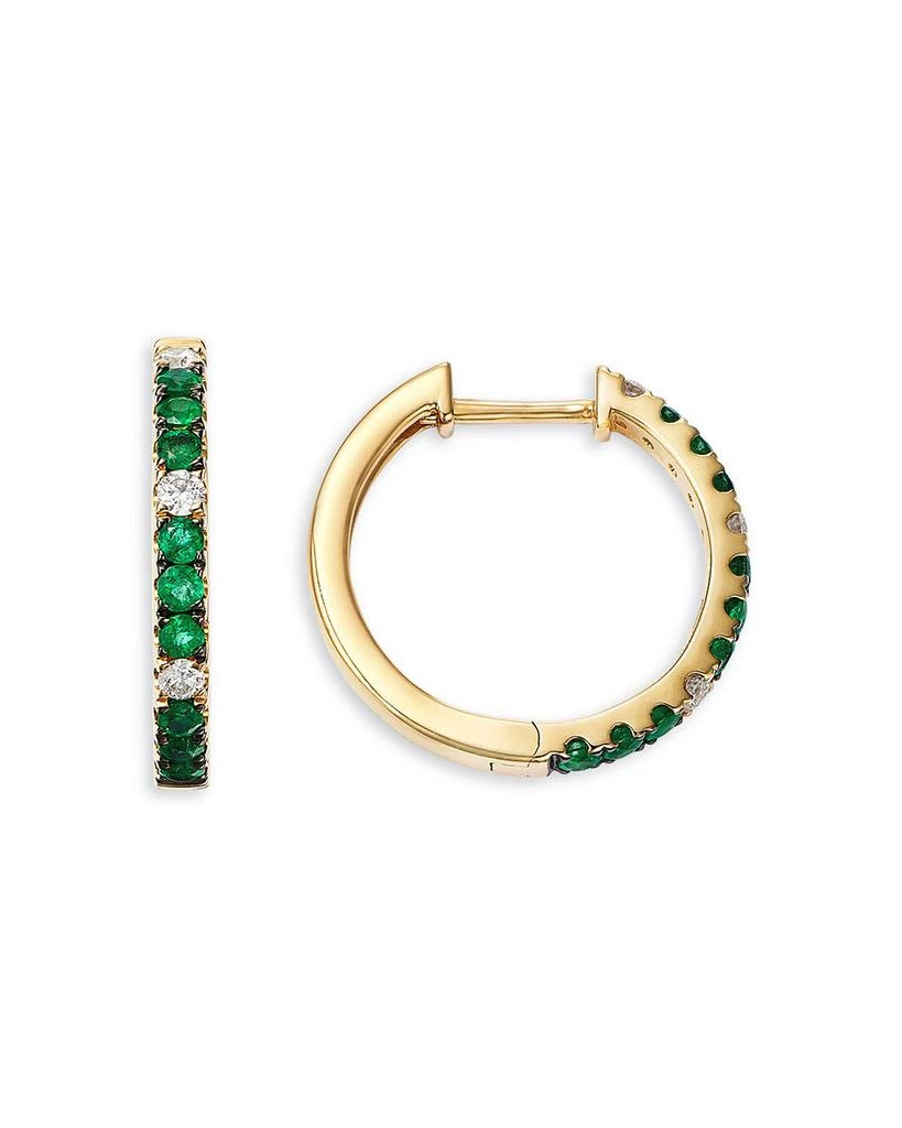 Bloomingdale
s Fine Collection Emerald 
Diamond Hoop Earrings in 14K Yellow Gold 3