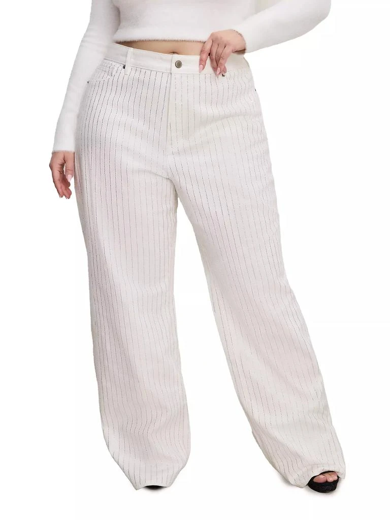 Good American ​Good Ease Rhinestone Pinstripe Jeans 8