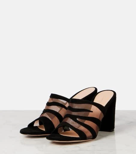 Gianvito Rossi Suede and mesh mules 4
