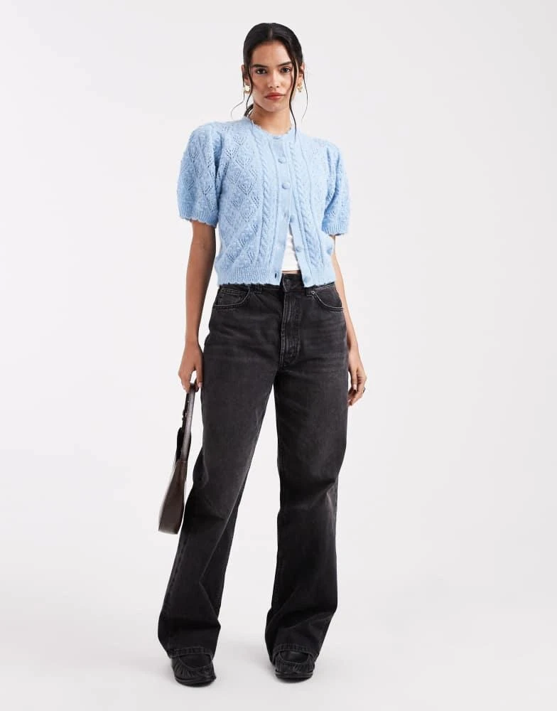 Levi
s Levi
s pointelle knitted short sleeve cardigan in baby blue 3