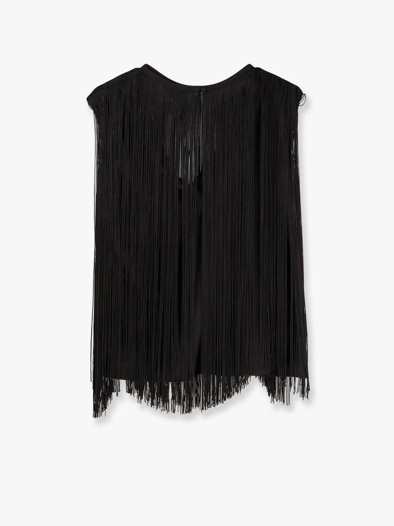 Nude Cotton and viscose top with fringes