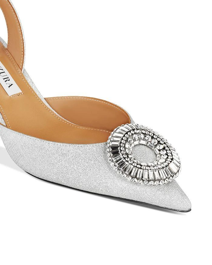 Aquazzura Women's Crystal Hoop 50 Slingback Pumps 5